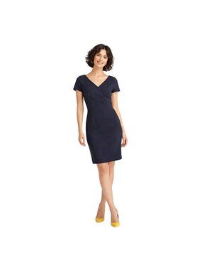Banana Republic Size 4 Navy Blue V-Neck Short Sleeve Sheath Dress